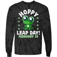 Funny Frog Hoppy Leap Day February 29 Birthday Leap Year Tie-Dye Long Sleeve Shirt