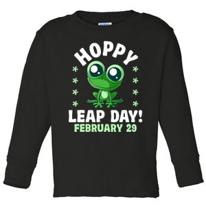 Funny Frog Hoppy Leap Day February 29 Birthday Leap Year Toddler Long Sleeve Shirt