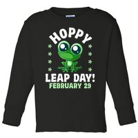 Funny Frog Hoppy Leap Day February 29 Birthday Leap Year Toddler Long Sleeve Shirt