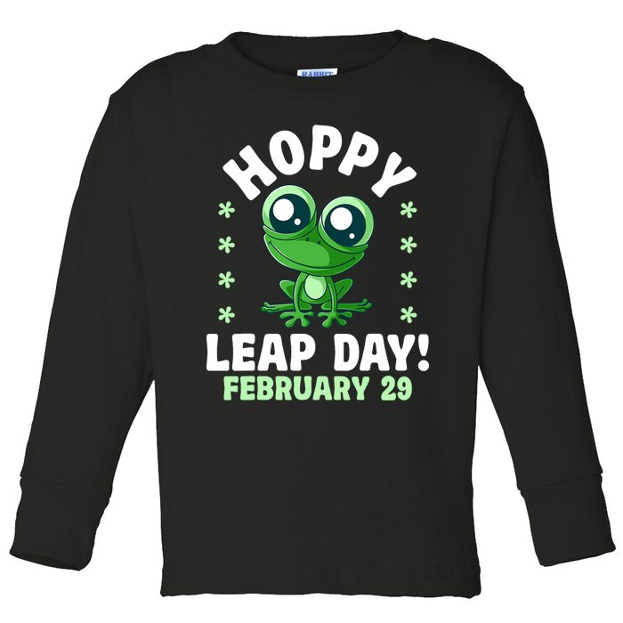 Funny Frog Hoppy Leap Day February 29 Birthday Leap Year Toddler Long Sleeve Shirt