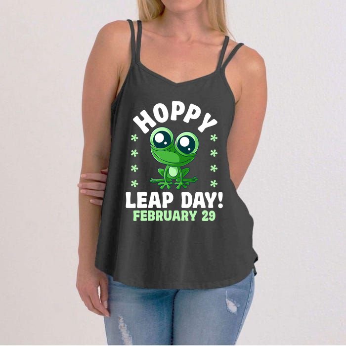 Funny Frog Hoppy Leap Day February 29 Birthday Leap Year Women's Strappy Tank