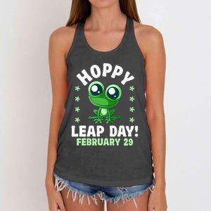 Funny Frog Hoppy Leap Day February 29 Birthday Leap Year Women's Knotted Racerback Tank