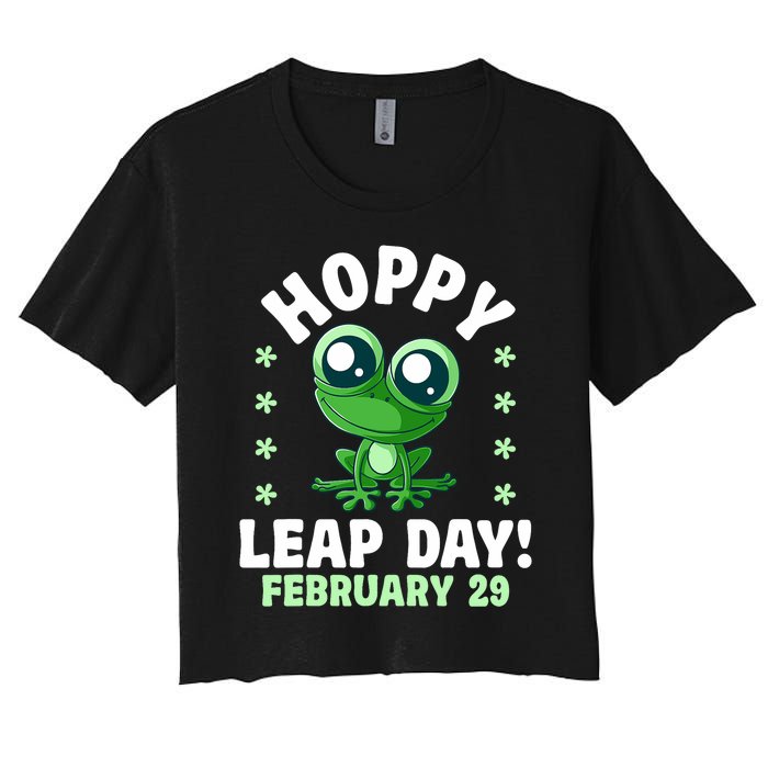 Funny Frog Hoppy Leap Day February 29 Birthday Leap Year Women's Crop Top Tee