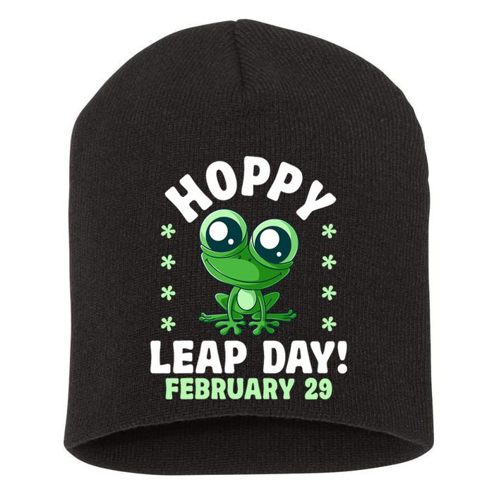 Funny Frog Hoppy Leap Day February 29 Birthday Leap Year Short Acrylic Beanie