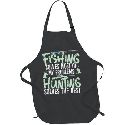 Funny Fishing & Hunting S Fishing Solves My Problems Full-Length Apron With Pockets