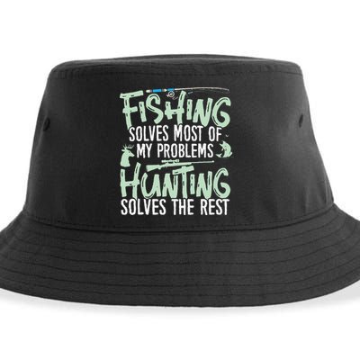 Funny Fishing & Hunting S Fishing Solves My Problems Sustainable Bucket Hat