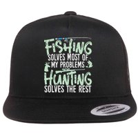 Funny Fishing & Hunting S Fishing Solves My Problems Flatbill Hat
