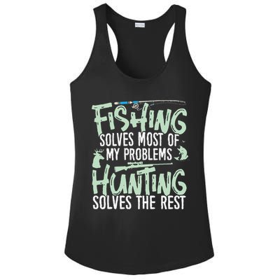 Funny Fishing & Hunting S Fishing Solves My Problems Ladies PosiCharge Competitor Racerback Tank