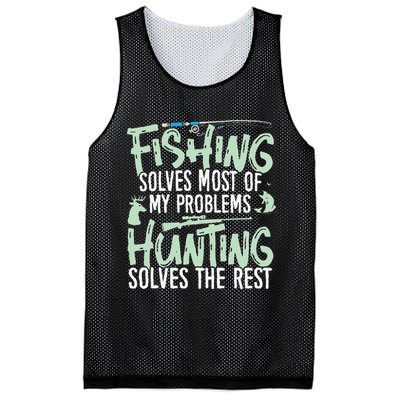 Funny Fishing & Hunting S Fishing Solves My Problems Mesh Reversible Basketball Jersey Tank