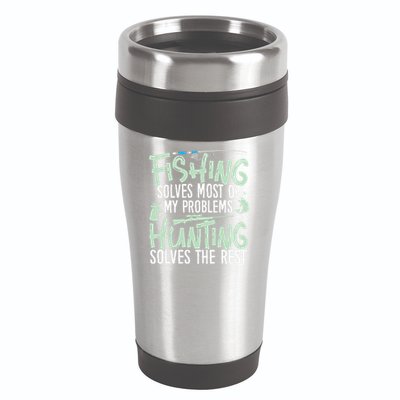 Funny Fishing & Hunting S Fishing Solves My Problems 16oz Travel Tumbler