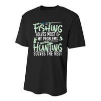 Funny Fishing & Hunting S Fishing Solves My Problems Youth Performance Sprint T-Shirt