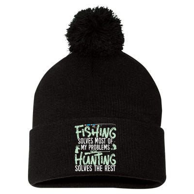Funny Fishing & Hunting S Fishing Solves My Problems Pom Pom 12in Knit Beanie