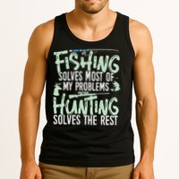 Funny Fishing & Hunting S Fishing Solves My Problems Tank Top