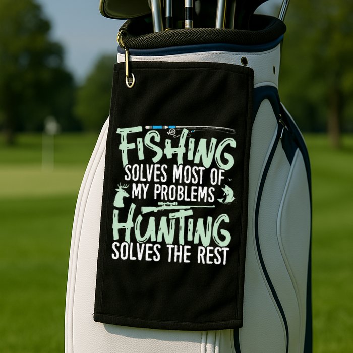 Funny Fishing & Hunting S Fishing Solves My Problems Golf Towel