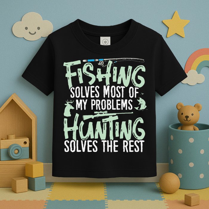 Funny Fishing & Hunting S Fishing Solves My Problems Toddler T-Shirt