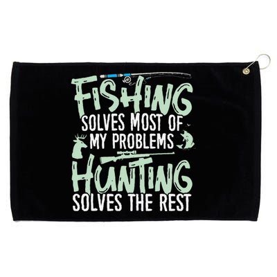 Funny Fishing & Hunting S Fishing Solves My Problems Grommeted Golf Towel