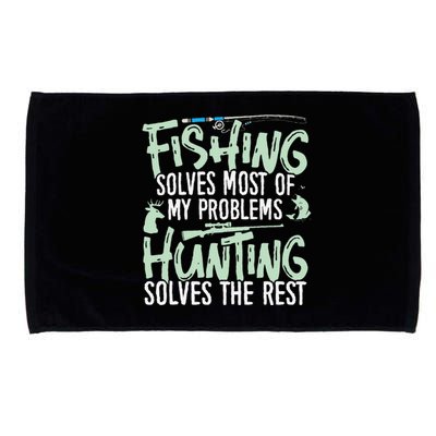 Funny Fishing & Hunting S Fishing Solves My Problems Microfiber Hand Towel