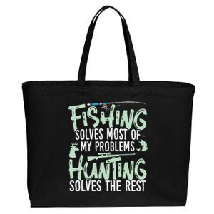 Funny Fishing & Hunting S Fishing Solves My Problems Cotton Canvas Jumbo Tote