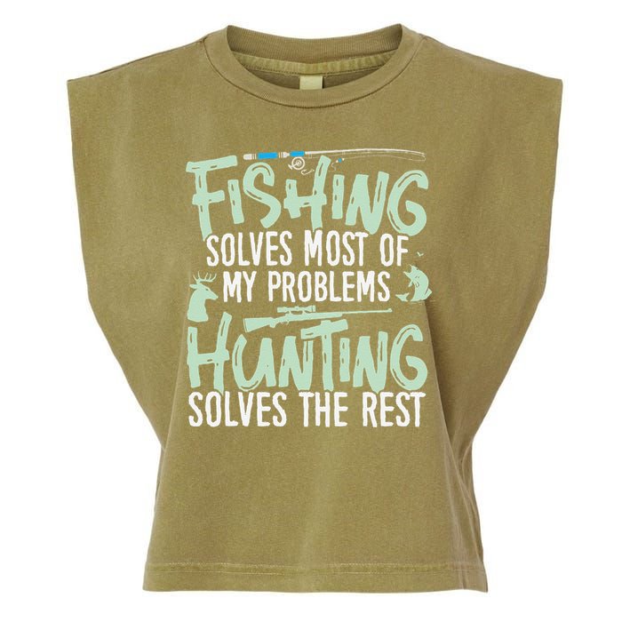 Funny Fishing & Hunting S Fishing Solves My Problems Garment-Dyed Women's Muscle Tee