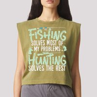 Funny Fishing & Hunting S Fishing Solves My Problems Garment-Dyed Women's Muscle Tee