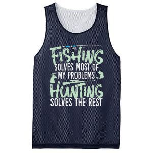 Funny Fishing & Hunting S Fishing Solves My Problems Mesh Reversible Basketball Jersey Tank