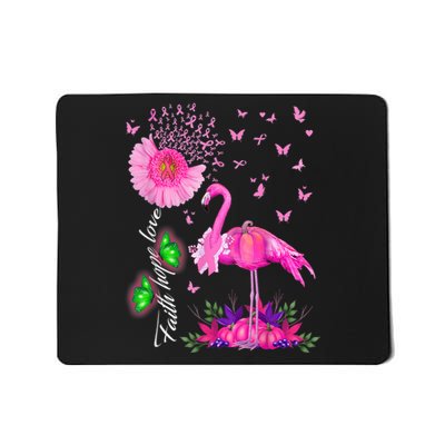 Flamingo Faith Hope Love Pink Pumpkin Ribbon Breast Cancer Mousepad