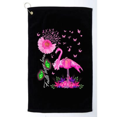 Flamingo Faith Hope Love Pink Pumpkin Ribbon Breast Cancer Platinum Collection Golf Towel