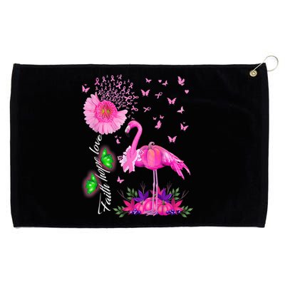 Flamingo Faith Hope Love Pink Pumpkin Ribbon Breast Cancer Grommeted Golf Towel