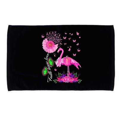 Flamingo Faith Hope Love Pink Pumpkin Ribbon Breast Cancer Microfiber Hand Towel