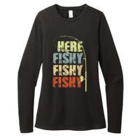 Funny Fishing Herefishy Graphic Womens CVC Long Sleeve Shirt