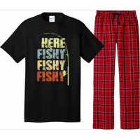 Funny Fishing Herefishy Graphic Pajama Set