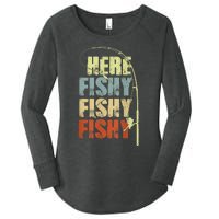 Funny Fishing Herefishy Graphic Women's Perfect Tri Tunic Long Sleeve Shirt