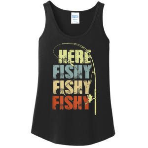 Funny Fishing Herefishy Graphic Ladies Essential Tank