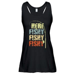 Funny Fishing Herefishy Graphic Ladies Essential Flowy Tank