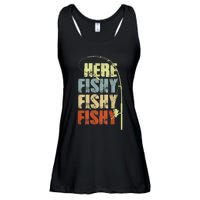 Funny Fishing Herefishy Graphic Ladies Essential Flowy Tank