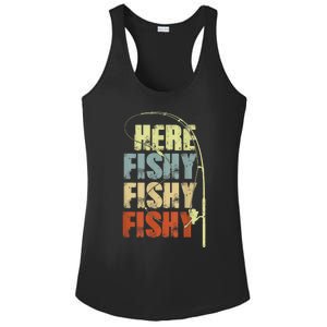 Funny Fishing Herefishy Graphic Ladies PosiCharge Competitor Racerback Tank