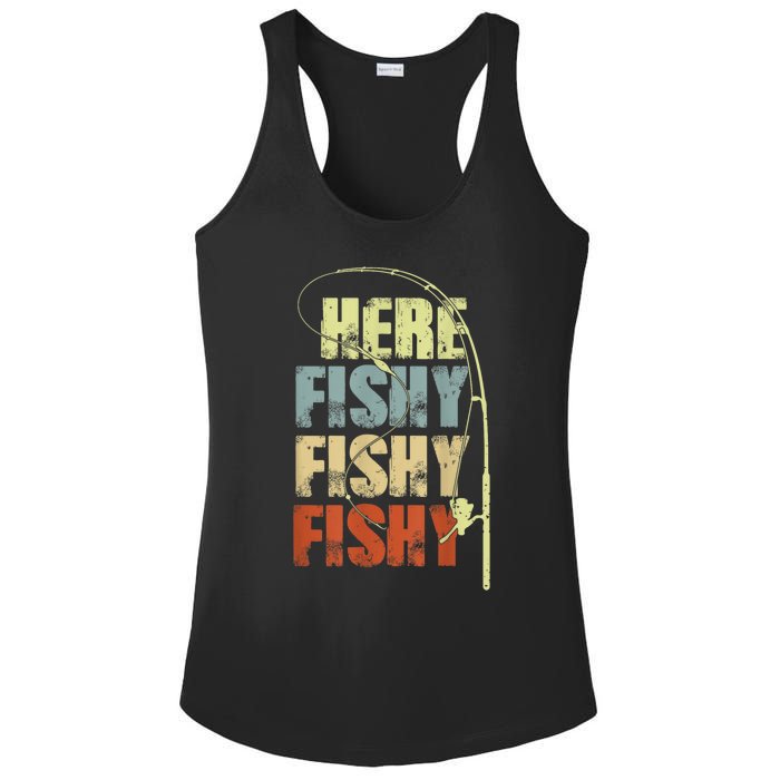 Funny Fishing Herefishy Graphic Ladies PosiCharge Competitor Racerback Tank