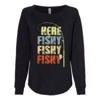 Funny Fishing Herefishy Graphic Womens California Wash Sweatshirt