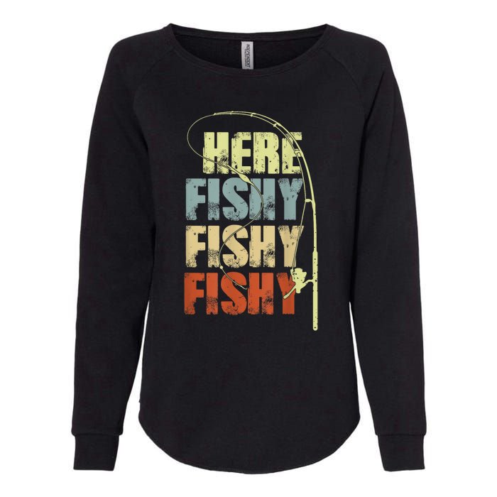 Funny Fishing Herefishy Graphic Womens California Wash Sweatshirt