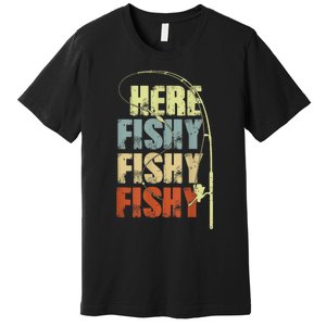 Funny Fishing Herefishy Graphic Premium T-Shirt