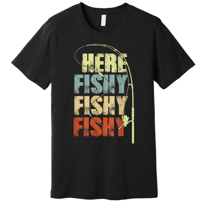 Funny Fishing Herefishy Graphic Premium T-Shirt