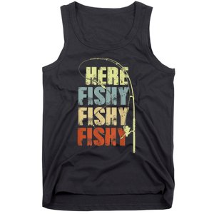 Funny Fishing Herefishy Graphic Tank Top