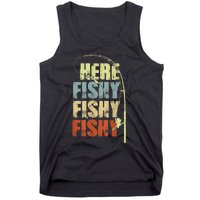 Funny Fishing Herefishy Graphic Tank Top