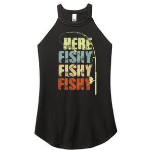 Funny Fishing Herefishy Graphic Women's Perfect Tri Rocker Tank