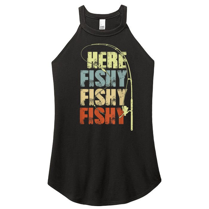 Funny Fishing Herefishy Graphic Women's Perfect Tri Rocker Tank