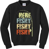 Funny Fishing Herefishy Graphic Kids Sweatshirt