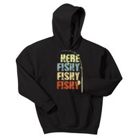 Funny Fishing Herefishy Graphic Kids Hoodie