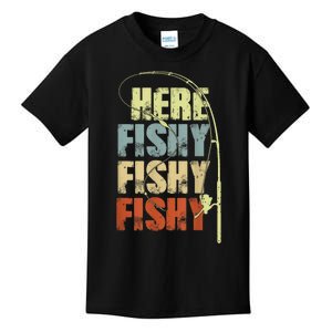 Funny Fishing Herefishy Graphic Kids T-Shirt