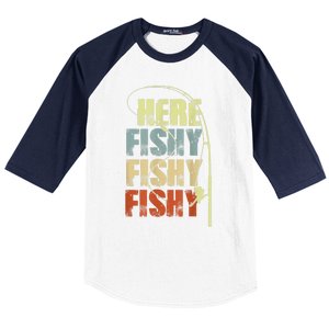 Funny Fishing Herefishy Graphic Baseball Sleeve Shirt