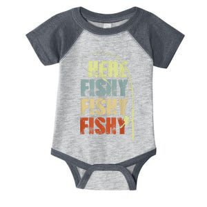 Funny Fishing Herefishy Graphic Infant Baby Jersey Bodysuit